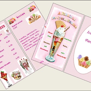 Miniatur 'ICECREAM' MENÜS - Puppenhaus 1:6 1/12 1/24 1/48