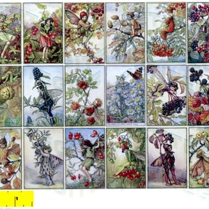 Miniature    Vintage   &#39;Autumn  FALL  FLOWER FAIRIES&#39;   Prints   -  Dollhouse 1:12 scale