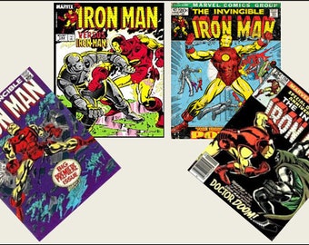 4 Miniature Vintage   'IRON MAN'  COMICS  -  Dollhouse 1/6     1/12     1/24     1/48     playscale miniature accessory