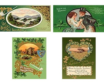 Miniature 4 VINTAGE St Patrick's Day Irish  Prints - Dollhouse 1:12 scale