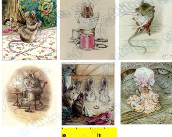 Miniature Beatrix Potter The Tailor of Gloucester  Prints - Dollhouse 1:12 scale