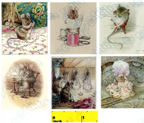 Dollhouse 1:12 scale Miniature Beatrix Potter Mrs Tittlemouse Prints