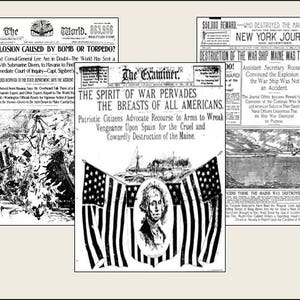 3  Miniature  vintage  &#39;Spanish American War&#39;  1898  NEWSPAPERS  -  Dollhouse miniature 1/6    1/12    1/24    1/48    playscale