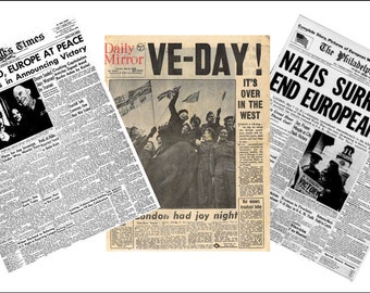 3 Miniatura „Zwycięstwo w Europie” GAZETY Z OKAZJI ZWYCIĘSTWA W EUROPIE - Miniatura domku dla lalek 1/6 1/12 1/24 1/48 skala do zabawy
