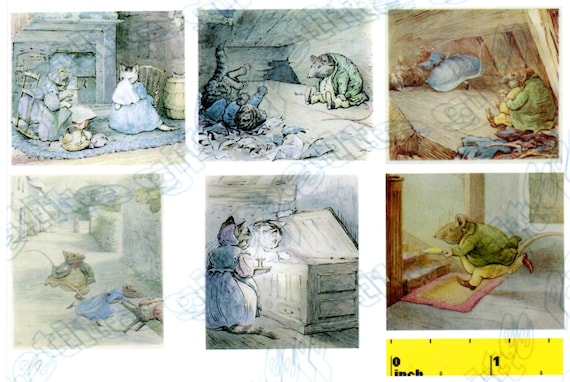 CDHM 1:12 DOLLSHOUSE Miniature Beatrix Potter Peter Rabbit Print Set