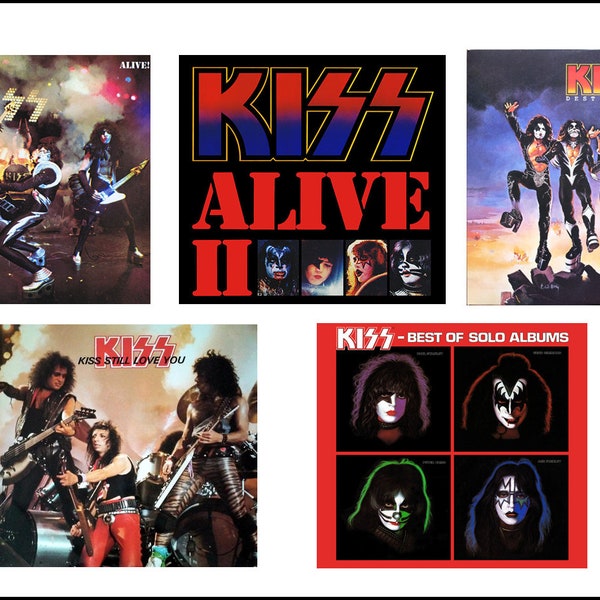 Mini KISS HEAVY METAL Band  Record Albums -  Dollhouse   1/6   1/12    1/24  playscale miniature accessory