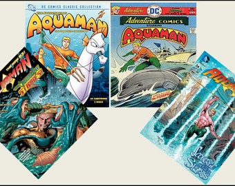 4 Miniature  'AQUAMAN'   COMICS  -  Dollhouse 1/6     1/12     1/24     1/48     playscale  miniature accessory