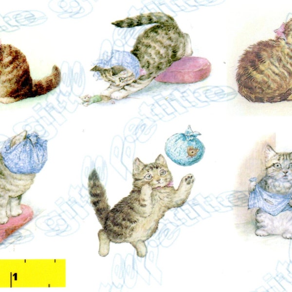 Miniature Beatrix Potter Miss Moppet Cat / Kitten Picture  Prints - Dollhouse 1:12 scale