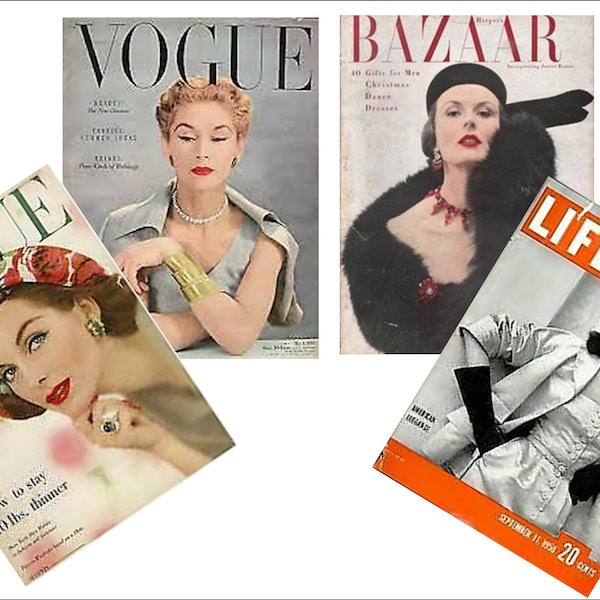 4 Miniature vintage 1950'S  'FASHION'   Magazines   -  Dollhouse 1:6th   1/12th   1/24th   1/48th  scale