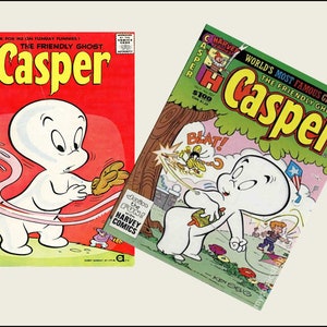 2 Miniature  Vintage &#39;CASPER the friendly ghost&#39;  COMICS  -  Dollhouse 1/3 ......1/6 ... 1/12 ... 1/24 ..1/48  Playscale miniature accessory