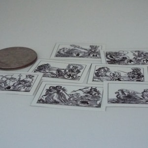 5 Mini Halloween spooky &#39;VINTAGE CELESTIAL GODS&#39;   Prints   -  Dollhouse 1:12 scale
