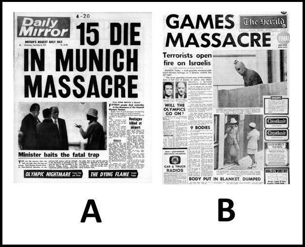 Mini Munich OLYMPIC GAMES Massacre  1972 newspaper  Dollhouse mini 1/6  1/12   1/24   1/48  playscale