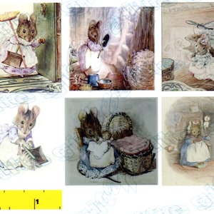 Miniature Beatrix Potter Hunca Munca Picture  Prints - Dollhouse 1:12 scale