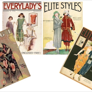4 Miniature vintage 1920&#39;S  &#39;FASHION&#39;   Magazines   -  Dollhouse 1:6th   1/12th   1/24th   1/48th  scale
