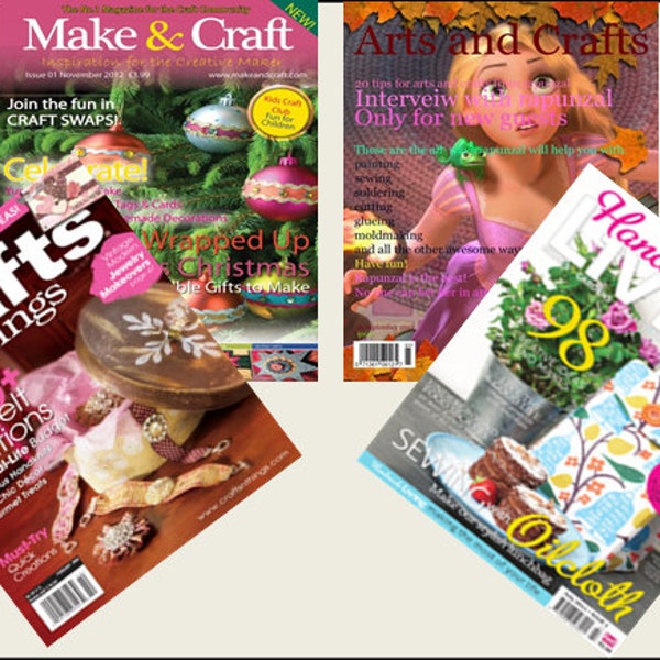 4 Miniature  'ARTS & CRAFTS'   Magazines  -  Dollhouse 1:6th  1/12th  1/24th  1/48th  scale