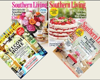 4 Miniature   'SOUTHERN LIVING'   Magazines  -  Dollhouse  1/6    1/12     1/24     1/48   playscale  miniature accessory