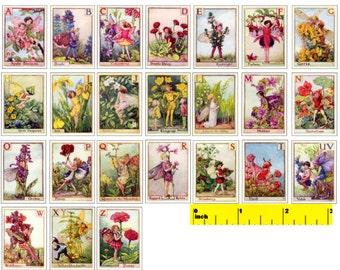 Miniature    Vintage   'ALPHABET  FLOWER FAIRIES'   Prints   -  Dollhouse 1:12 scale