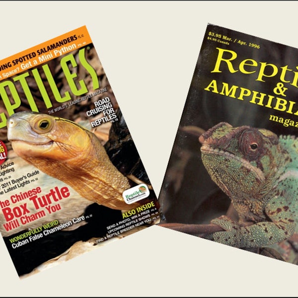 2 Miniature Vintage  'Reptile Amphibian'   Magazines  -  Dollhouse 1/6    1/12    1/24     1/48    playscale