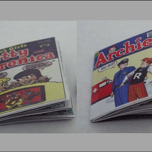 Mini estilo &#39;ARCHIE & Archie Girls &#39;Betty y Verónica&#39; COMICS - Casa de muñecas 1/6 ... 1/12 ... Páginas impresas de apertura a escala de juego