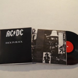 Miniature  Vintage   &#39;AC/DC Back to Black&#39;    Record Album -  Dollhouse  1/6    1/12   1/24   playscale miniature accessory