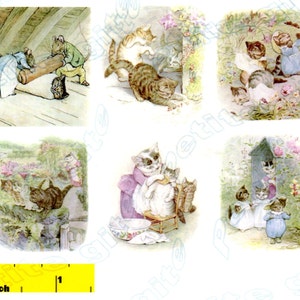 Miniatuur Beatrix Potter Tom Kitten Foto Prints - Dollhouse schaal van 1:12