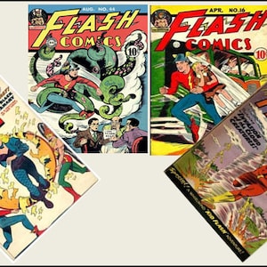 4 Miniature &#39;FLASH&#39; COMICs - Puppenhaus 1/6 1/12 1/24 1/48 Spielmaßstab Zubehör