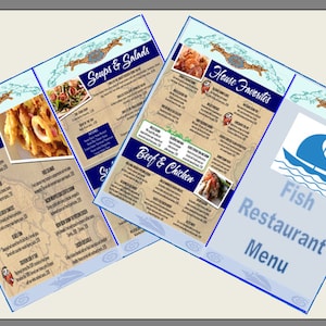 Menús de restaurantes de pescado y marisco en miniatura de época - Casa de muñecas en miniatura a escala 1:6, 1/12, 1/24 y 1/48