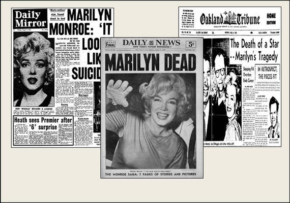 3 Miniature Vintage 'marilyn Monroe' Death NEWSPAPERS 