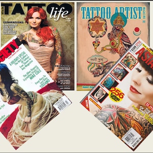 4 Miniature   &#39;TATTOO&#39;   Magazines  -  Dollhouse  1/6   1/12      1/24    1/48    playscale miniature accessory