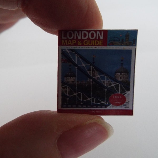 Miniature  Vintage   'LONDON TRAVEL GUIDE '   -  Dollhouse   1/12   1/6   Opening Travel book miniature accessory