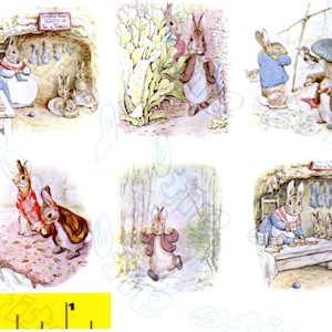 Miniature Beatrix Potter Benjamin Bunny Prints - Dollhouse 1:12 scale