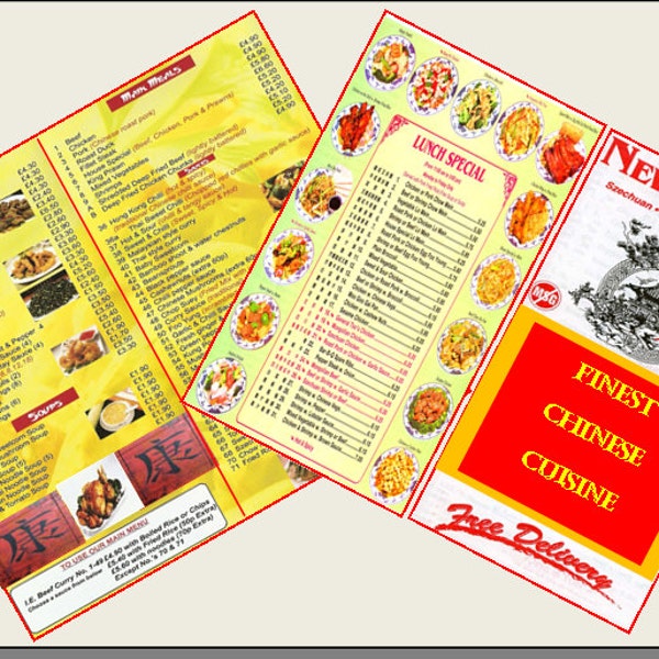 Miniature  Vintage Chinese / Cantonese Restaurant  MENUS   -  Dollhouse 1:6th  1/12   1/24  1/48  scale