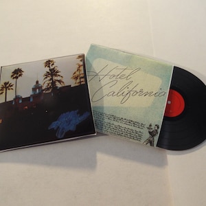 Mini EAGLES  &#39;HOTEL CALIFORNIA&#39;  Record Album -  Dollhouse   1/6   1/12    1/24  playscale miniature accessory