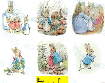 Miniature Beatrix Potter Peter Rabbit Picture  Prints - Dollhouse 1:12 scale