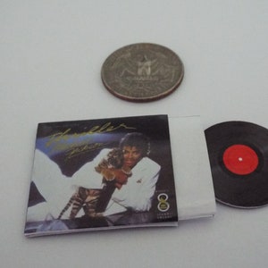 Miniature  Vintage   &#39;Michael Jackson THRILLER &#39;    Record Album -  Dollhouse  1/6    1/12  1/24  playscale    miniature accessory