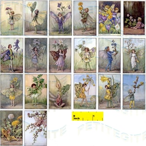 Vintage miniatuurafdrukken 'LENTEBLOEM FAIRIES' - Poppenhuis: schaal 1:12