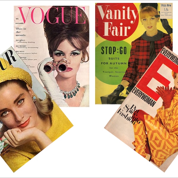 4 Miniature vintage 1960'S  'FASHION'   Magazines   -  Dollhouse 1:6th   1/12th   1/24th   1/48th  scale