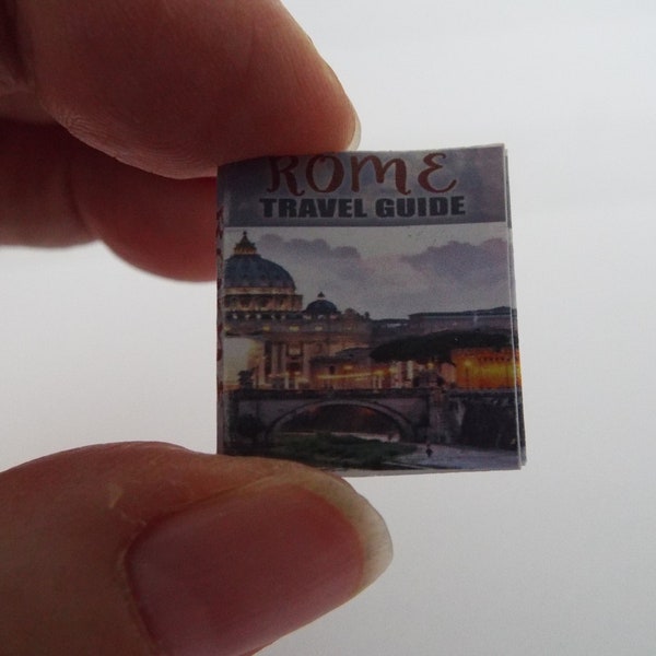 Miniature  Vintage   'ROME TRAVEL GUIDE '   -  Dollhouse   1/6   1/12    Opening mini Travel book