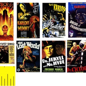 Miniature    Vintage   &quot;HORROR MOVIE&#39;   Prints   -  Dollhouse 1:12 scale