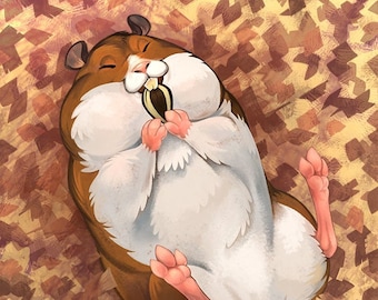Chubby Hamster (With color variations!) mini print