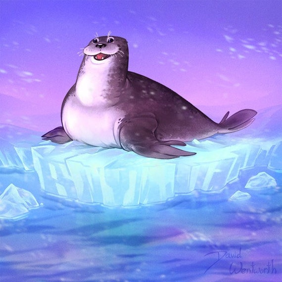 Chubby Seal Winter Holiday Mini Print Card