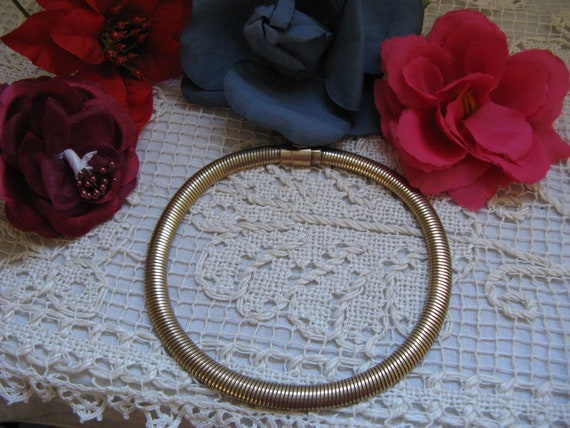 12K Gold Filled Snake Choker 1950s ~~ Vintage Sn