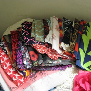 Fabric Sample Lot  ~~  1 1/2 lbs of Fabric Header Samples  ~~  Bright Colorfull Dress Fabric Samples