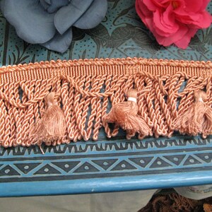 Exquisite Vintage Peach Bullion Fringe Trim  ~~  Designer Bullion Fringe  ~~  Peach Rayon Bullion and Tassel Fringe  ~~ By the Yard