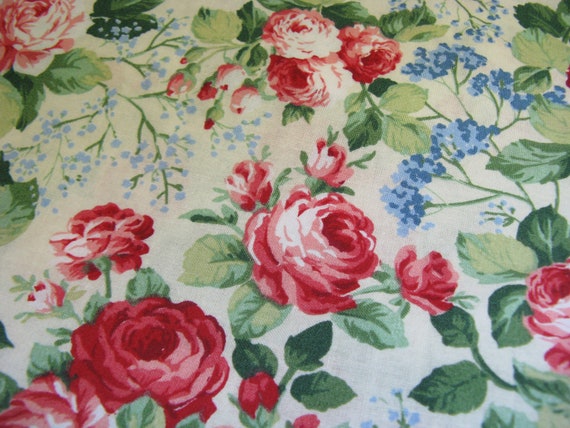 Cotton Designer Fabric Cabbage Roses Fabric Riot Of Etsy