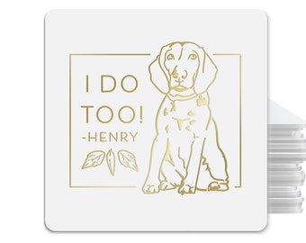 Foiled Wedding Coaster #25 - Pet Illustration - Real Foil Options, Custom Wedding Coasters, Favor Coasters, Party Coasters, Wedding Favors