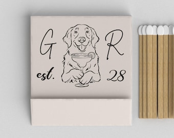 Custom Pet Illustration Wedding Matchbooks, Personalized Initials & Date Match Favors #63