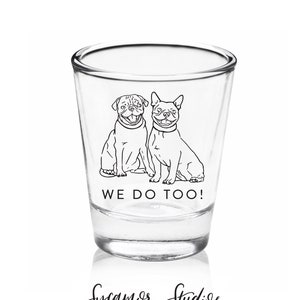 Custom Pet Illustration Shot Glass 190C Wedding Favors, Bridal Wedding Favors, Wedding Shot Glasses, Custom Shot Glasses, Wedding Favor image 1