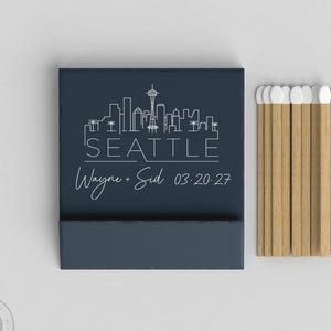Foiled Wedding Matchbooks #32 - Custom City Skyline Wedding Match Books, Wedding Match Favors, Candle Matches, Bridal Favors, Party Matches