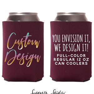 Custom Full-Color Regular 12oz Wedding Can Cooler - Your Custom Design - Wedding Favor, Insulators, Beer Hugger, Wedding Favors, Can Coolers